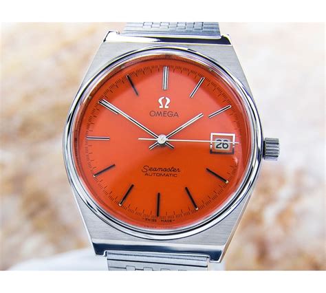 omega watch pink|omega watch orange dial.